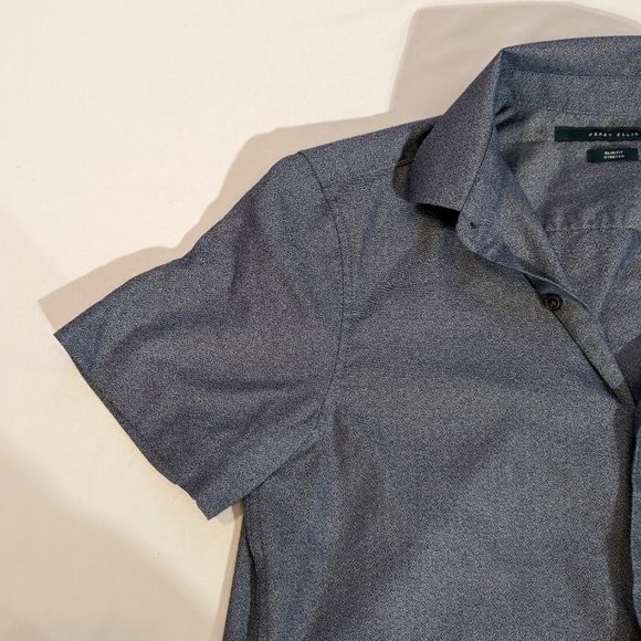 Perry Ellis Blue Button-Up Short Sleeve Shit, Slim Fit, Size S - Picture 4 of 15